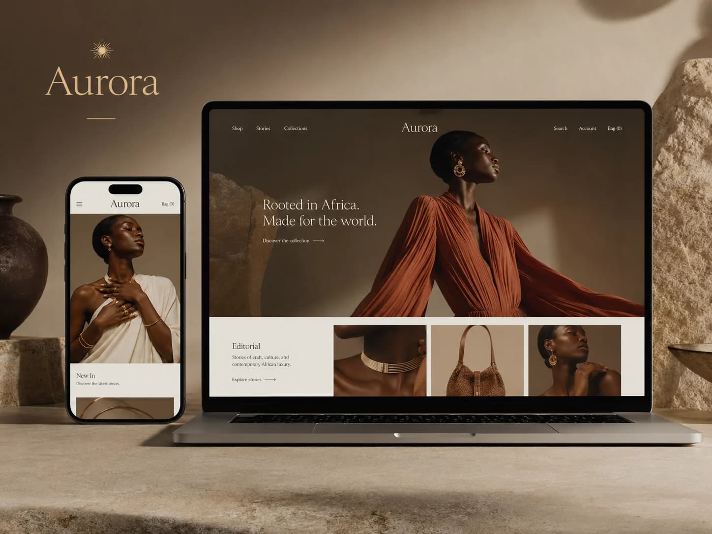 Uma experiência editorial de comércio para o luxo africano.